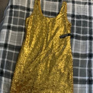 Gold Sequin Tank Dress
